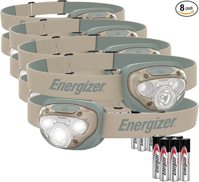Energizer LED Headlamp PRO, IPX4 Water Resistant Headlamps, High-Performance Head Light for Outdoors, Camping, Running, Storm, Survival LED Light for Emergencies (Batteries Included) | (Pack of 8)
