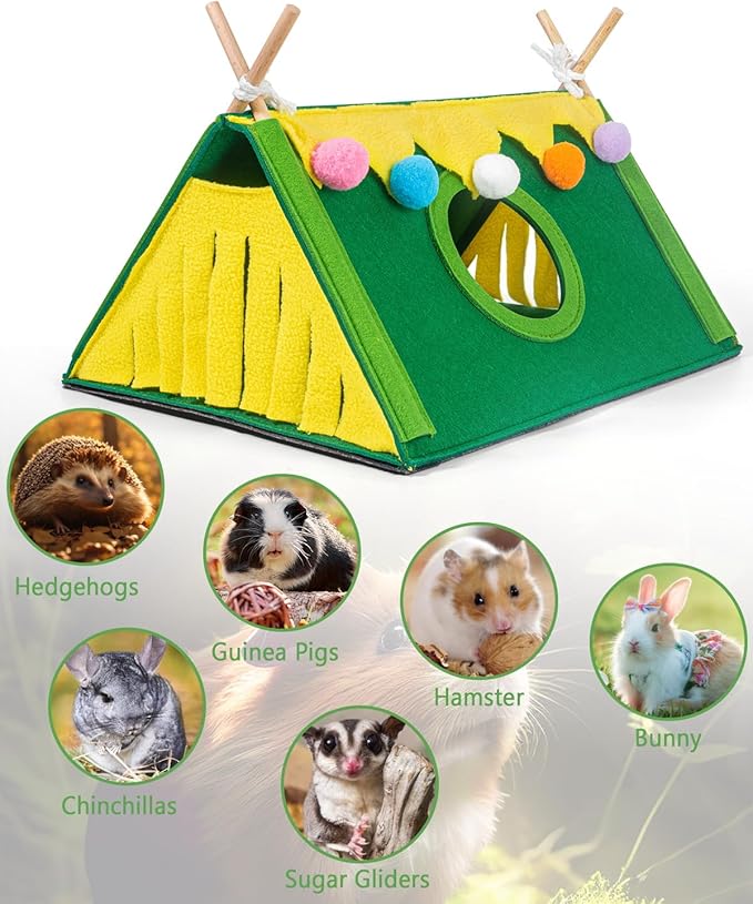 Guinea Pig Hideout, Small Animal Houses and Habitats, Guinea Pig Tent Tunnel Cages for Guinea Pigs, Hamster, Rats, Bunny and Other Small Animals, Guinea Pig Cages Accessories Tube Toys
