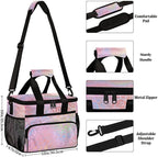 Soft Cooler Bag Colorful Leopard Print Insulated Lunch Box for Men & Women, Large Leakproof Lunch Bag Portable Beach Cooler for Work, Picnic, Road Trips,Fishing, Travel, Camping