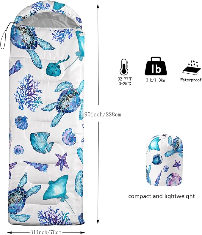QOOMO Camping Sleeping Bags,3 Season Warm & Cool Weather,Lightweight,Waterproof Sleeping Bags for Adults & Kids Traveling,and Outdoors