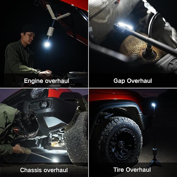 Camping Lantern Rechargeable, Portable Magnetic Camping Lights with 12000mAh Battery, Telescoping IPX6/IPX7 Waterproof Flashlights, Camping Lamp for Emergency, Camping, Hiking (Tactical Brown)