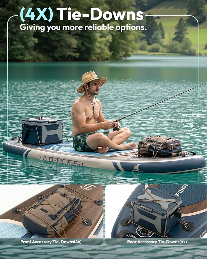 10'6''x33''Inflatable Stand Up Paddle Board, 400lbs Extra Wide Stand Up Paddleboard with Kayak Seat, Anti-Slip EVA Deck Premium SUP Accessories Kit, Non-Slip Stable Deck Boat for Yoga Fishing Surf