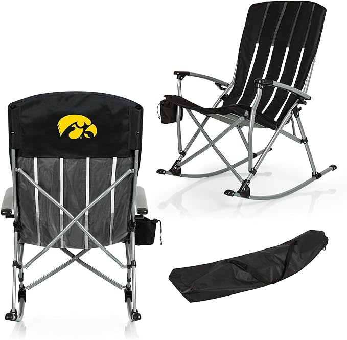 Picnic TIME NCAA Unisex-Adult NCAA Outdoor Rocking Camp Chair, XL Heavy Duty Camping Chair for Adults