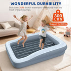 Inflatable Toddler Travel Bed - 64 Inches Grey Kids Air Mattress with Safety Sides & Fast Electric Pump - Portable Toddler Bed for Travel & Camping & Sleeping with Carry Bag