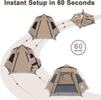 ADSMART Instant Tents for Camping 2/3/4/5 Person Tent Waterproof Easy Setup Sets Up Backpacking Tents with Carry Bag for Outdoor Hiking