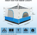 REDCAMP Canopy Camping Tent for Pop Up Canopy Tent, Inner Tent Converts Straight Leg 10'x10' or 10'x20' Canopy into Camping Tent, Fits 4-6 Person(Frame/Shelter NOT Included)