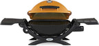 Weber Q1200 Liquid Propane Portable Gas Grill, Orange – 1‑Burner Travel and Camping Grill with Cast‑Iron Grates & Electronic Ignition (8,500 BTU Burner)