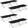 Portable Folding Camping Cot, Heavy Duty Sleeping Bed with Carrying Bag, 610D Oxford Cloth & Lightweight Aluminum Frame, 275lbs Load, Outdoor Cot for Adults, Travel, Hiking, Office (Black, 4 Pack)