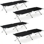 Portable Folding Camping Cot, Heavy Duty Sleeping Bed with Carrying Bag, 610D Oxford Cloth & Lightweight Aluminum Frame, 275lbs Load, Outdoor Cot for Adults, Travel, Hiking, Office (Black, 4 Pack)