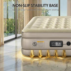 Simpli Comfy Inflatable 18” Queen Air Mattress with Built in Pump Self Inflating Blow Up Durable Heavy Duty Stay Firm Comfortable Air Bed Elevated for Home Guest Travel Relocate Camping