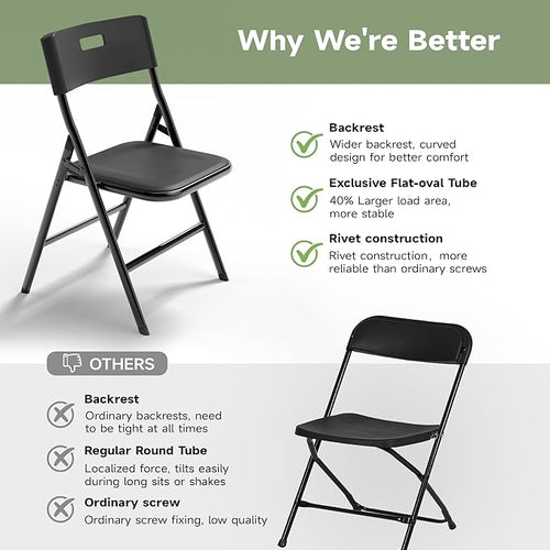 6FT Folding Table Set with 4 Chairs – Heavy-Duty 330 lb Table & 330 lb Chairs, Portable Foldable Furniture Set for Camping, Parties, Indoor & Outdoor Use