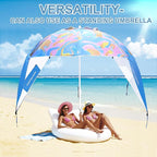 Beach Shelter Umbrella Premiere UPF 50+ Umbrella Shelter for Sun and Rain Protection for Adult (10-Foot,Blue Stripe)