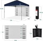 Best Choice Products 10x10ft Pop Up Canopy Tent with Sidewall, 1 Person 1 Minute Set Up, Carry Case, 4 Weight Bags - Navy Blue