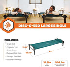Disc-O-Bed Large Outdoor Modular 1 Person Single Camping Cot Portable Bed for Adults, Sleep Solution for Tents, Green