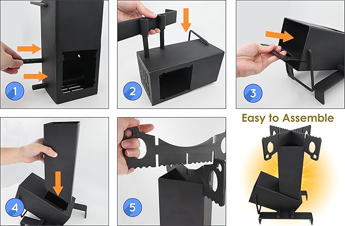 Collapsible Rocket Stove by StarBlue with FREE Carrying Bag - A Portable Wood Burning Camping Stove with Large Fuel Chamber Best for Outdoor Cooking, Camping, Picnic, BBQ, Hunting, Fishing