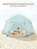 Portable Large Pop Up Kids Indoor Outdoor Tent with Canopy UV Cover,Thick Removable Floor for Sleeping Or Beach Shelter (Teal)