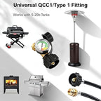 Propane Tank Gauge Gas Pressure Meter, QCC1/Type 1 Connection Solid Brass Weatherproof, Easy Read Level Indicator for Grill RV Camper Fire Pit Camping Stove Patio Heater 5-40 LB Cylinders (2-Pack)