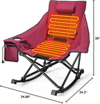 Slendor Oversized Heated Camping Chair, Folding Heated Rocking Chair with Padded Pillow, 3 Adjustable Heat Settings Portable Camp Chair for Outdoor & Indoor Use, NO Power Bank, Red
