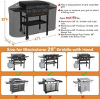 Griddle Cover for Blackstone 28 inch Griddle with Hood,Upgraded Rip-Proof & Waterproof Windproof 600D 5483 Grill Cover for Blackstone 2 Burner Griddle with Strap and Air Vent