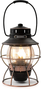 Barebones Railroad Lantern – Antique Bronze, Vintage-Inspired LED Camping Lantern with Rechargeable Battery – Adjustable Brightness Outdoor Light for Camping Gear, Backyard, and Home Decor