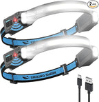 Smiling Shark TD-0123-S Headlamp, 2-Pack 2400mAh Ultra-Bright Head Lamp Flashlight Rechargeable with Multi-Mode LED Head Lamp with 270°Rotated for Outdoor, Camping, Hiking