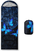 HOSIMA Butterfly Sleeping Bags for Adults and Kids for Camping,Black Gothic Ultralight Sleeping Bag for Cold Weather Summer.