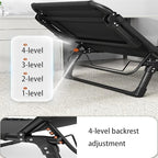 Oxford Cloth Camping Cot, Durable Steel Frame Folding Cot, Portable Folding Bed with Pillow, 4-Position Folding Chaise Lounge Chair