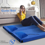 Memory Foam Camping Mattress pad, Sleeping Mat for Adults with Non-Slip Bottom, Portable Roll Up Mattress, Cot Pad for Car Camping(Twin XL, Blue)