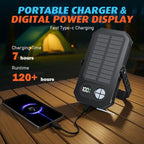 LED Camping Lantern Rechargeable, 10000mAh Portable Camping Lights up to 120+ Hours, 12 Light Modes, Dimmable, LCD Digital Display, Waterproof, Camping Essentials for Power Outages, Emergency