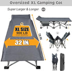 ABORON XXL Camping Cot for Adults, Oversized 78"×32" Folding Camping Bed, 900LBS Heavy Duty Outdoor Sleeping Cot with Mattress Pad, 1200D Oxford, Portable with Carry Bag