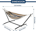 Double Hammock with Stand - Heavy Duty 450lbs Capacity, Portable Cotton Hammock for Two Adults, Indoor & Outdoor Use with Travel Bag(Coffee)