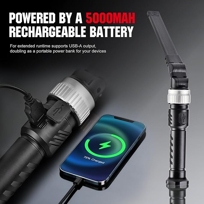 Magnetic Work Light,1200LM Magnetic LED Work Light Rechargeable Foldable Light Bar,360°Rotation 5 Modes, Portable Power Bank for Auto Repair,Grill,Camping and Outdoor