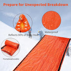 Emergency Sleeping Bag with Whistle, Portable Emergency Survival Bag, Lightweight Pocket Size Emergency Sleeping Bag, Waterproof Thermal Bivy Sack for Camping, Hiking