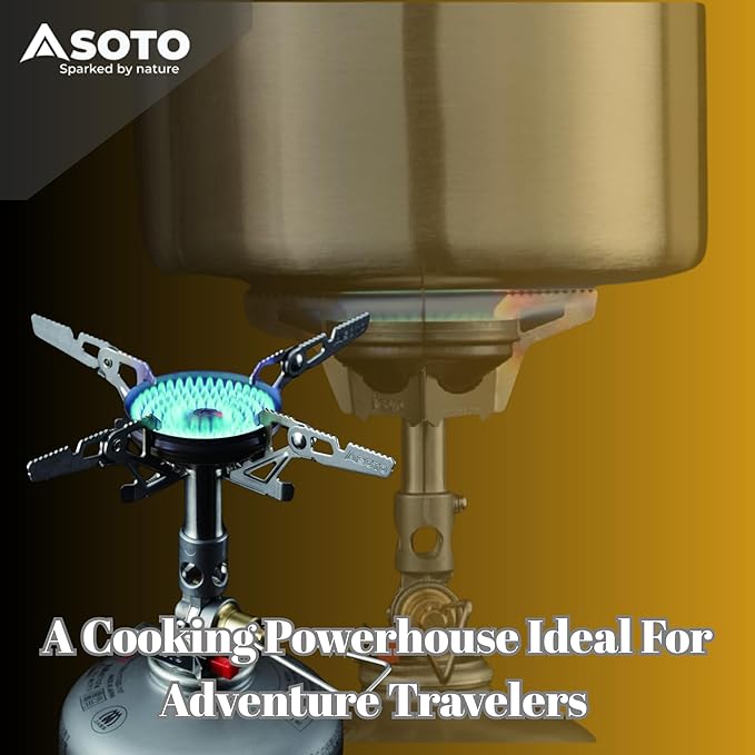 SOTO WindMaster Canister Stove with 4Flex for Windy Weather - Lightweight and Durable Backpacking Camp Stove, Compact Portable Camping Stoves for Hiking and Outdoor Cooking - Canister Not Included