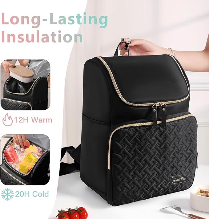 Cooler Backpack Insulated Leak Proof 33 Cans, Waterproof Hiking Backpack Cooler Soft Cooler Bag Lunch Backpack for Picnic Camping, Black