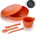 Homquen 6-Piece Camping Mess Kit with Bowl, Plate, Cup, Spoon, Fork, Knife and Carry Bag, Camping Accessories Essentials Gear Light Weight and Small Space Easy to Carry or Put in Backpack