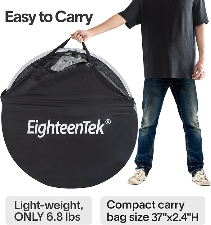EighteenTek® Shower Tent Camping, 2-Room Portable Changing Room, Outdoor Shower Enclosure, Pop Up Privacy Tent Shelter with Floor & Doors, Waterproof & Lightweight, Camping Toilet Bathroom