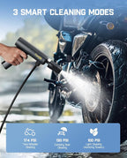 Fanttik NB8 Flip Portable Pressure Washer Gun, Foldable Cordless Pressure Washer Sprayer with 5-in-1 Nozzle, Max. 174 PSI, Type-C Charging, 16.73 FT Hose, for Camping, Bicycles, and Patio