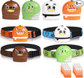 KunHe 8 Pack LED Kids Headlamp with Animal Designs Adjustable Headlight for Camping Running Christmas Stocking Stuffers Christmas Gifts for Girls Boys Batteries Included
