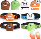 KunHe 8 Pack LED Kids Headlamp with Animal Designs Adjustable Headlight for Camping Running Christmas Stocking Stuffers Christmas Gifts for Girls Boys Batteries Included