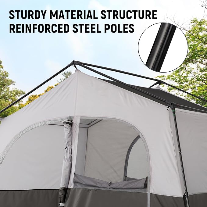 HIKERGARDEN 6-8 Person Camping Tent - Portable Family Cabin Tent for Camp, Windproof Fabric Camp Tent Outdoor for Hiking, Backpacking, Traveling