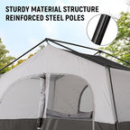 HIKERGARDEN 6-8 Person Camping Tent - Portable Family Cabin Tent for Camp, Windproof Fabric Camp Tent Outdoor for Hiking, Backpacking, Traveling