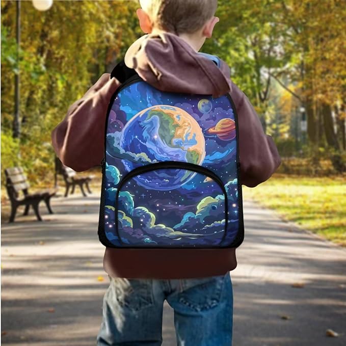 Galaxy Backpack for School Boys 6-7 Preschool Backpack Kids Kindergarten School Book Bags Lightweight Kindergarten Bagpack with Lunch Bag and Pencil Case 3 in 1
