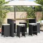 Patio Bar Stools with Cushions 6 pcs Black Poly Rattan Dinning Chairs Camping Chair Camping Chairs Porch Chairs for Outdoor Dining Bedroom Patio
