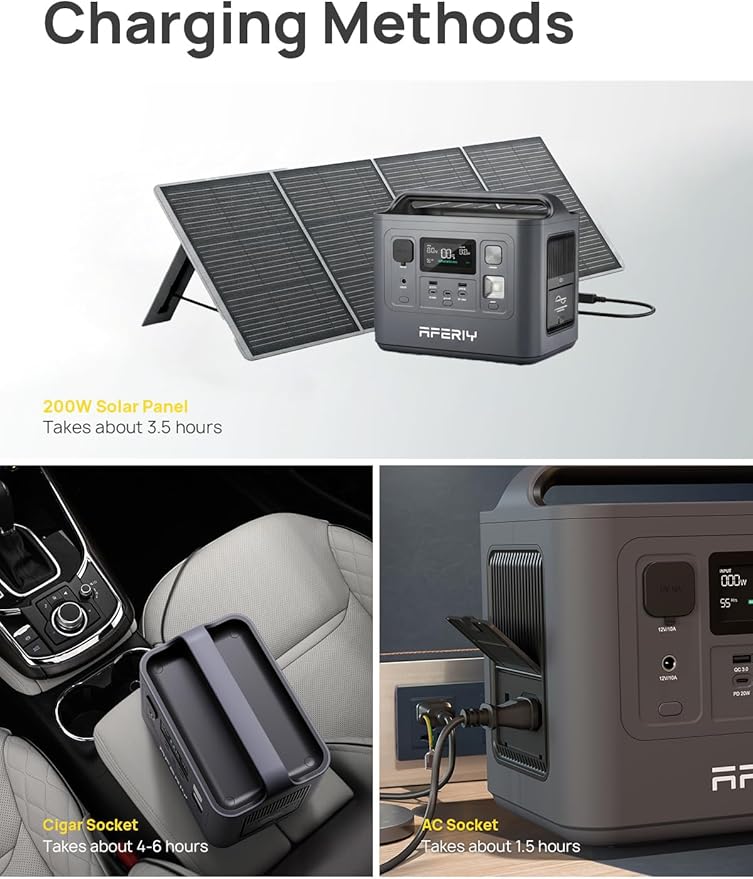 AFERIY Portable Power Station 800W / 512Wh Power Station LiFePO4 Battery, Quick Charge in 1.5H, 1 AC Outlets, UPS, Solar Generator, Electric Generator for Home Camping Use