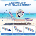 DoCred Heavy Duty Tanning Chair with Face Hole, Adjustable 5-Position Folding Chaise Lounge Chairs for Outside, Portable Lay Flat Beach Lounge Chair for Outdoor Sunbathing Beach Pool Lawn Camping