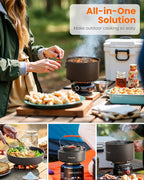 21Pcs Camping Cookware Mess Kit for 2, Lightweight Camping Kitchen Pots and Pans Set, Portable Cooking Essentials for Backpacking, Hiking and Picnic