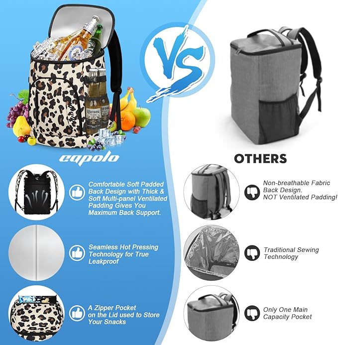 Capolo Cooler Backpack for Men Women Insulated Backpack Cooler Leak Proof Thermal Bag Beverage Soft Cooler Bag Lunch Backpack for Camping 30/45 Cans