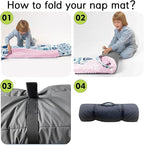 Personalized Toddler Nap Mat for Preschool, Custom Name Kids Sleeping Bag for Daycare, Kindergarten Roll Up Sleeping Mat with Removable Pillow and Soft Blanket, Fun Themes for Boys & Girls