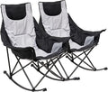 SUNNYFEEL Oversized Rocking Camping Chair 2 Pack, Fully Padded Patio Chair with Side Pocket, High Back Portable Lawn Recliner with Carry Bag, Outdoor Rocker Camp Chairs for Adults Heavy Duty 500 LBS